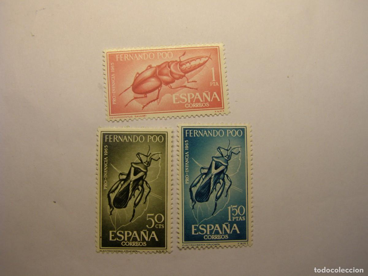 Sellos: Lote sellos colonia espa&ntilde;ola Fernando Poo. Pro infancia 1965.