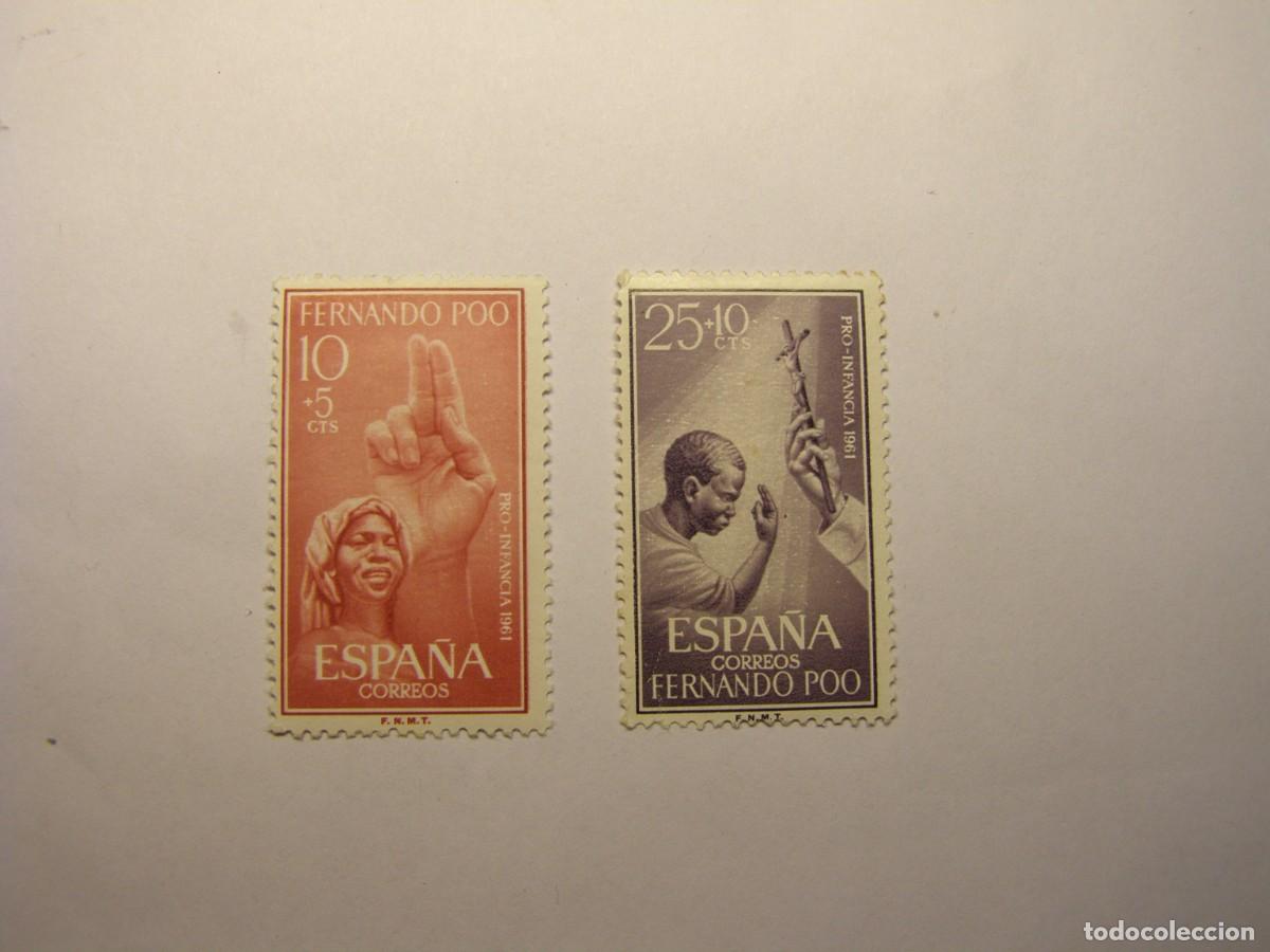 Sellos: Lote sellos colonia espa&ntilde;ola Fernando Poo. Pro infancia 1961.
