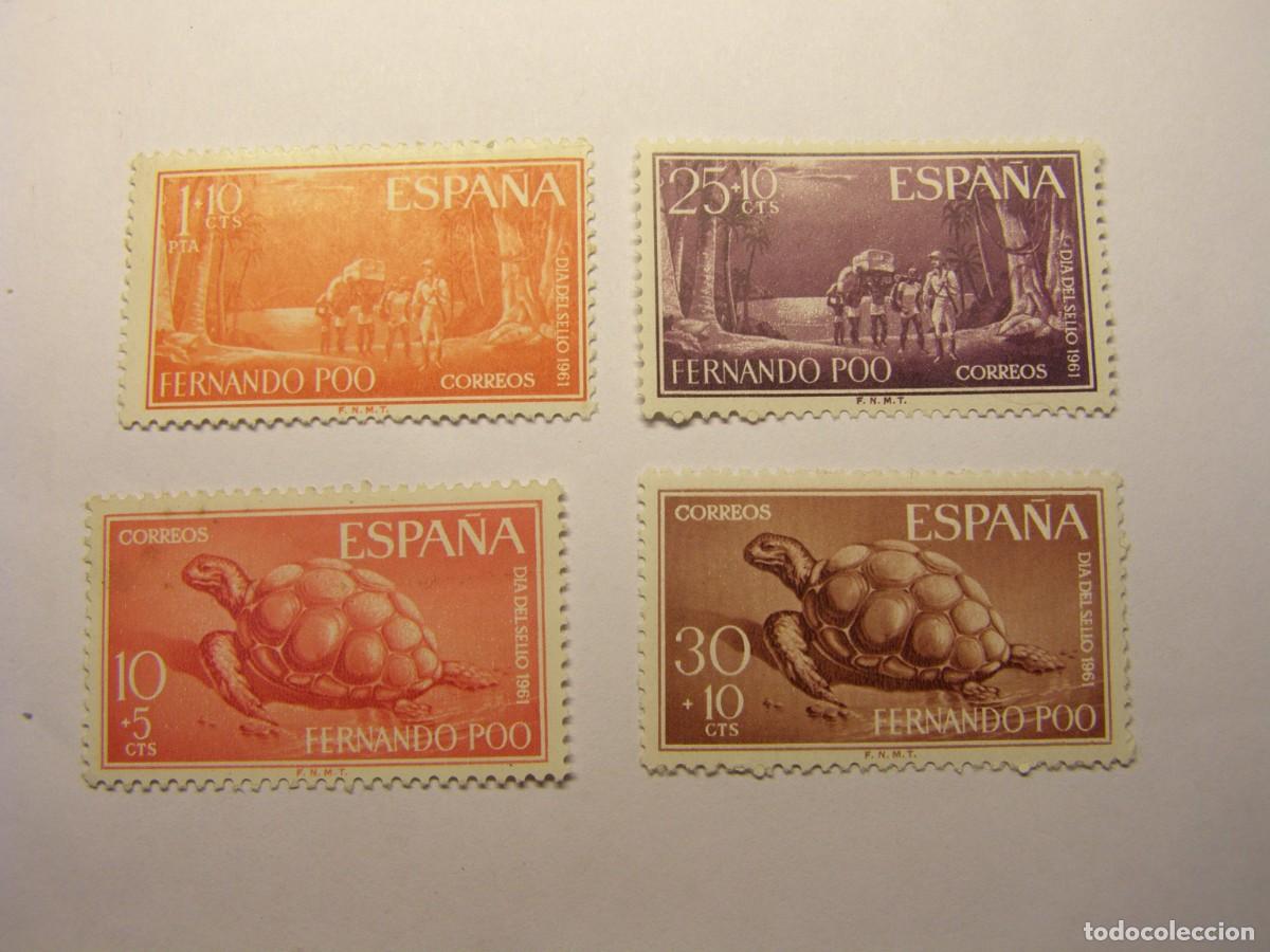 Sellos: Lote sellos colonia espa&ntilde;ola Fernando Poo. Dia del sello 1961.