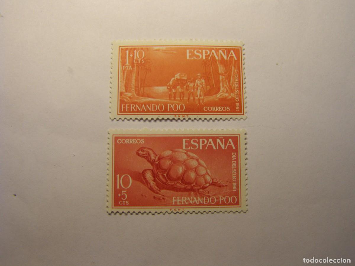 Sellos: Lote sellos colonia espa&ntilde;ola Fernando Poo. Dia del sello 1961.
