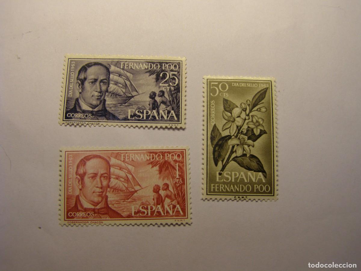 Sellos: Lote sellos colonia espa&ntilde;ola Fernando Poo. Dia del sello 1963.
