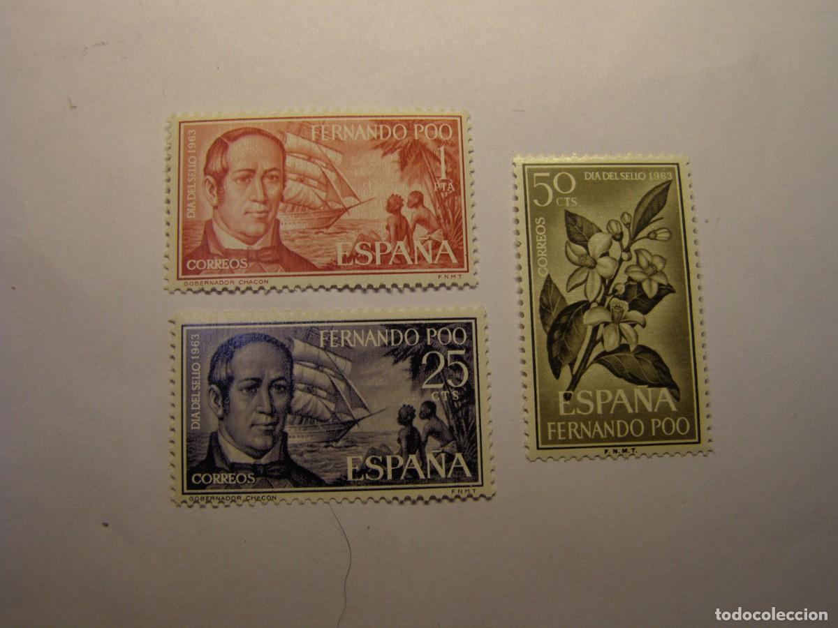 Sellos: Lote sellos colonia espa&ntilde;ola Fernando Poo. Dia del sello 1963.