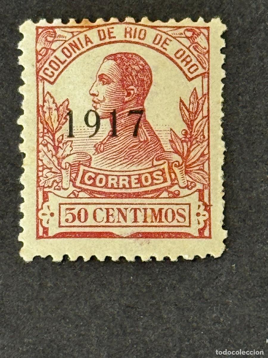 Sellos: Rio de Oro, Alfonso XIII, habilitado, 1917, Edifil 100, nuevo con fijasellos
