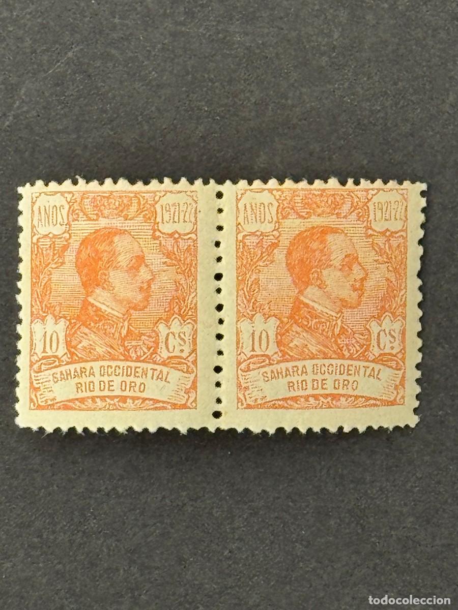 Sellos: Rio de Oro, Alfonso XIII, 1921, Edifil 133, en pareja, nuevos