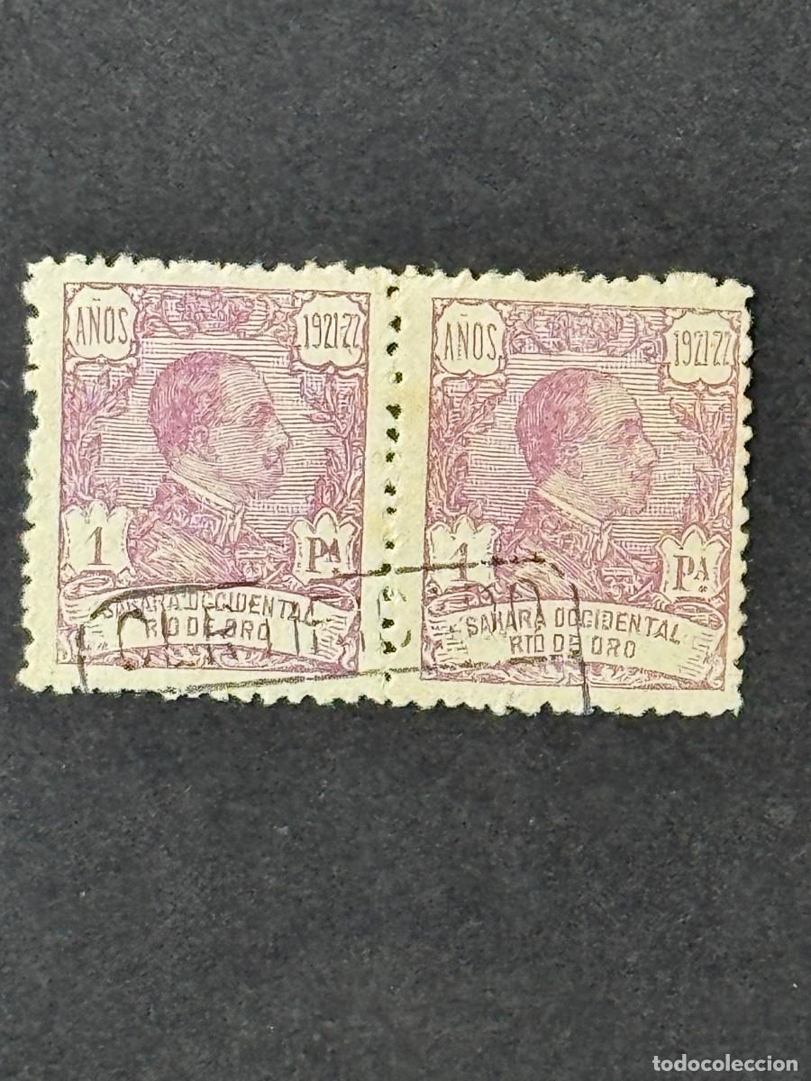 Sellos: Rio de Oro, Alfonso XIII, 1921, Edifil 140, en pareja, usados