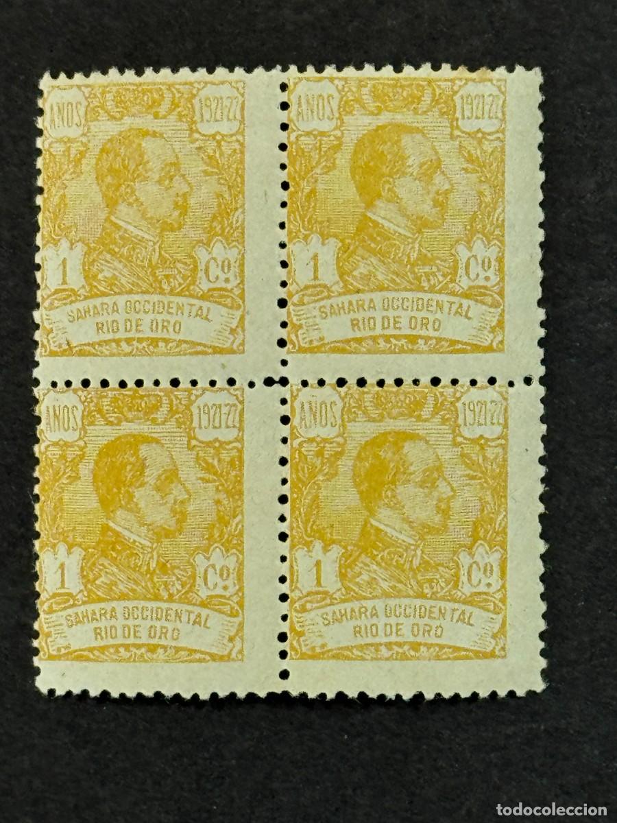 Sellos: Rio de Oro, Alfonso XIII, 1921, Edifil 130, bloque de 4, nuevos