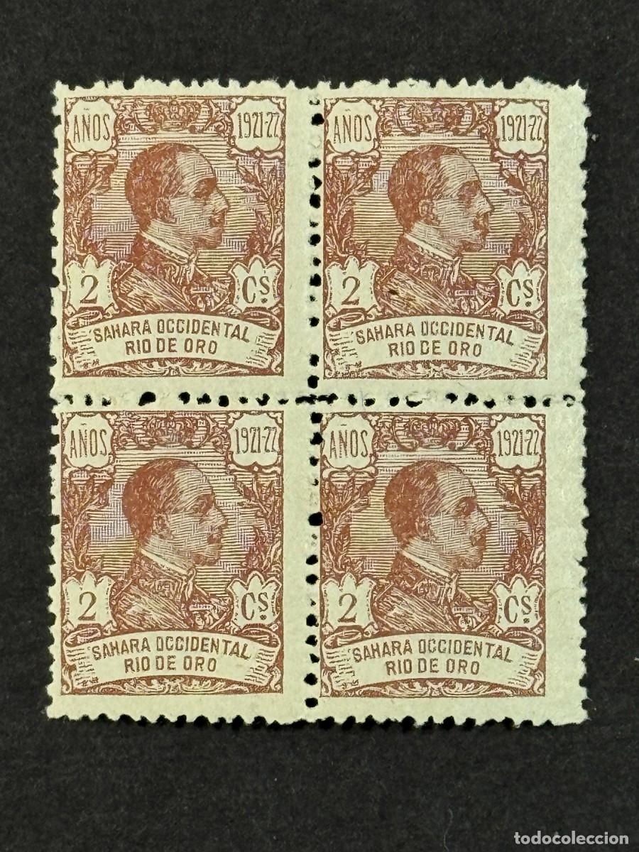 Sellos: Rio de Oro, Alfonso XIII, 1921, Edifil 131, bloque de 4, nuevos