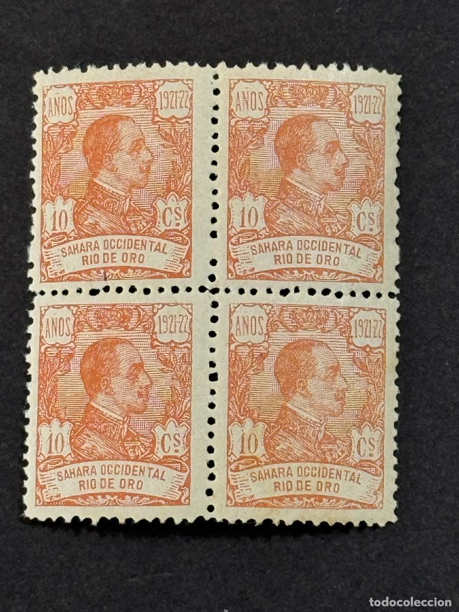 Sellos: Rio de Oro, Alfonso XIII, 1921, Edifil 133, bloque de 4, nuevos