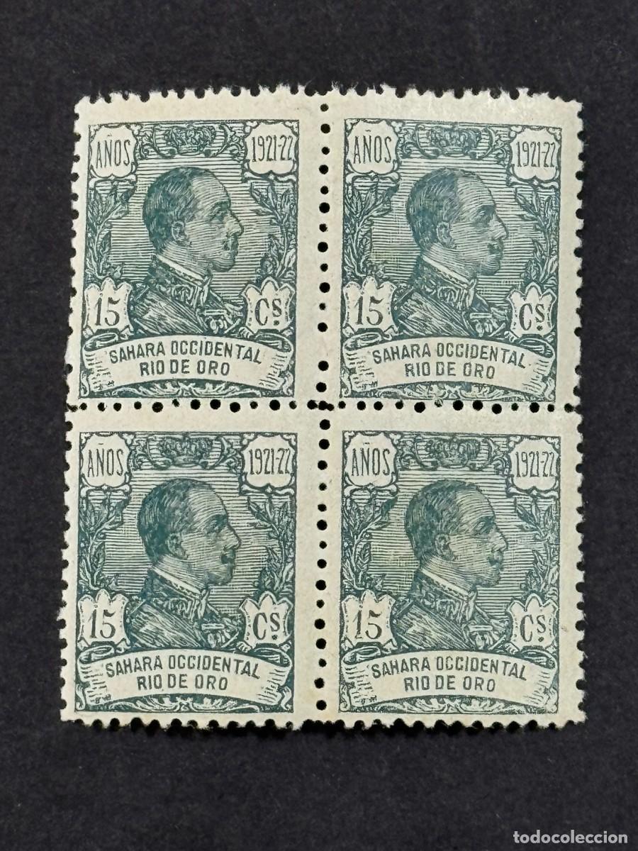 Sellos: Rio de Oro, Alfonso XIII, 1921, Edifil 134, bloque de 4, nuevos