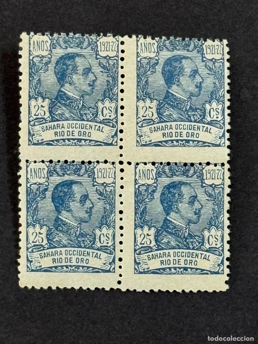 Sellos: Rio de Oro, Alfonso XIII, 1921, Edifil 136, bloque de 4, nuevos