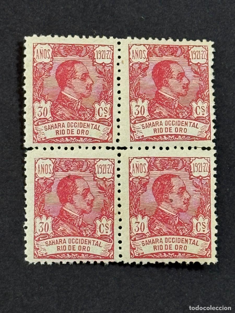 Sellos: Rio de Oro, Alfonso XIII, 1921, Edifil 137, bloque de 4, nuevos