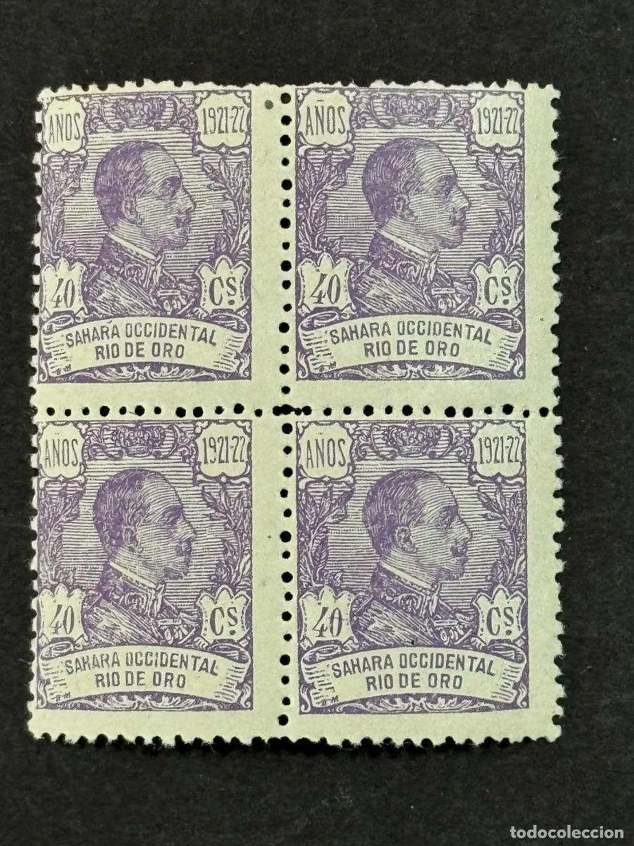 Sellos: Rio de Oro, Alfonso XIII, 1921, Edifil 138, bloque de 4, nuevos