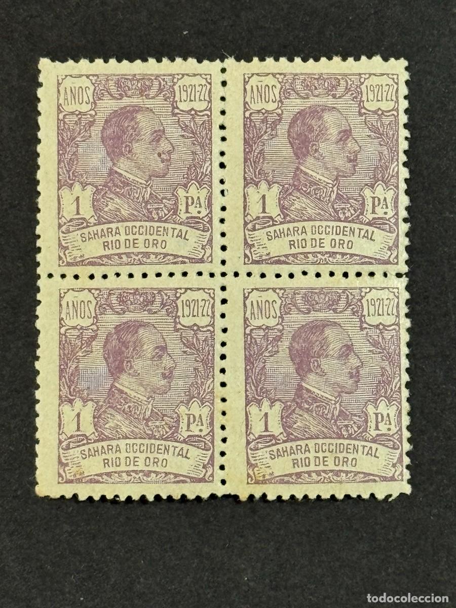Sellos: Rio de Oro, Alfonso XIII, 1921, Edifil 140, bloque de 4, nuevos
