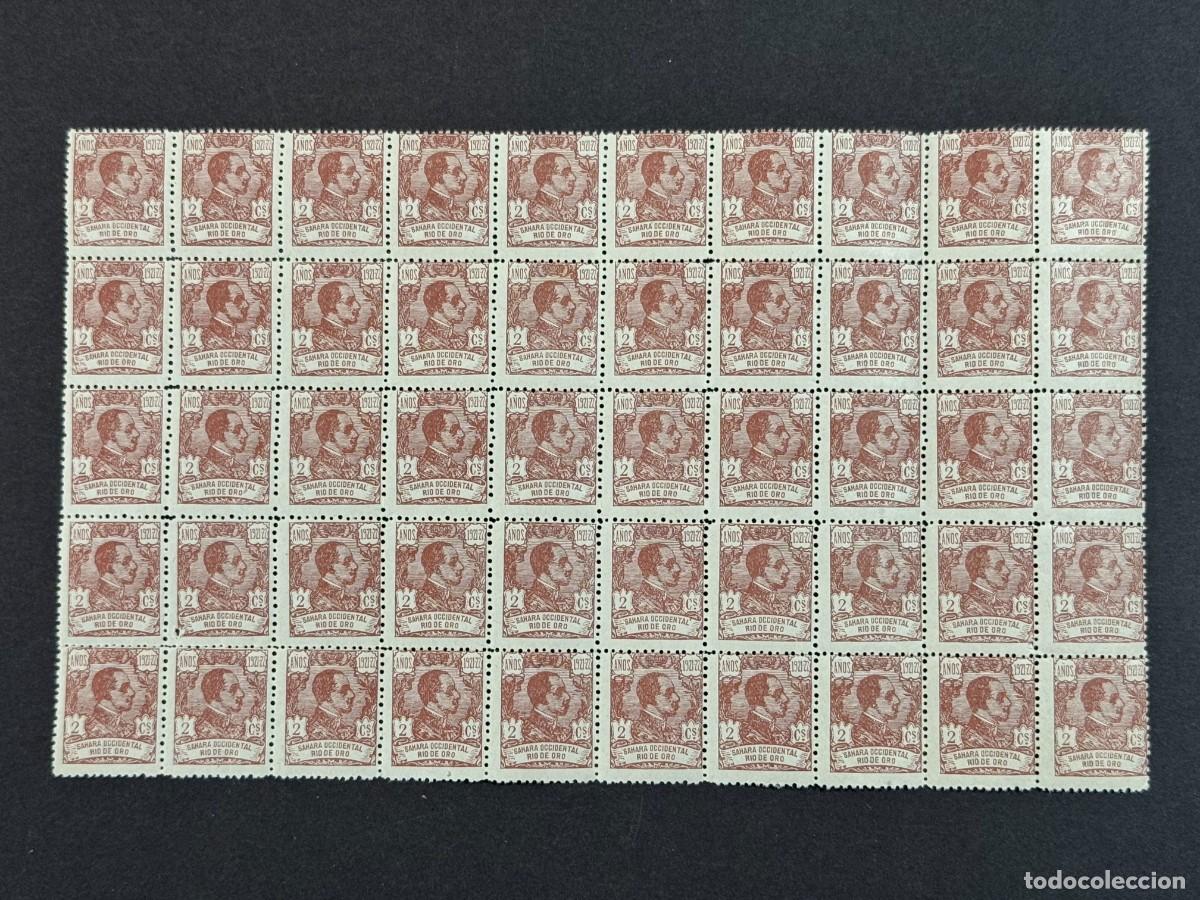 Sellos: Rio de Oro, Alfonso XIII, 1921, Edifil 131, bloque de 50, nuevos