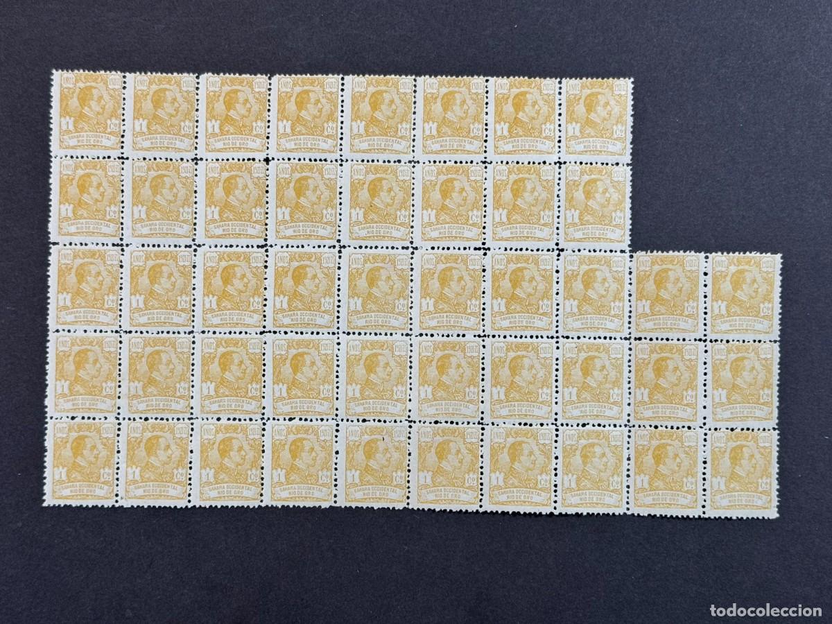 Sellos: Rio de Oro, Alfonso XIII, 1921, Edifil 130, bloque de 46, nuevos