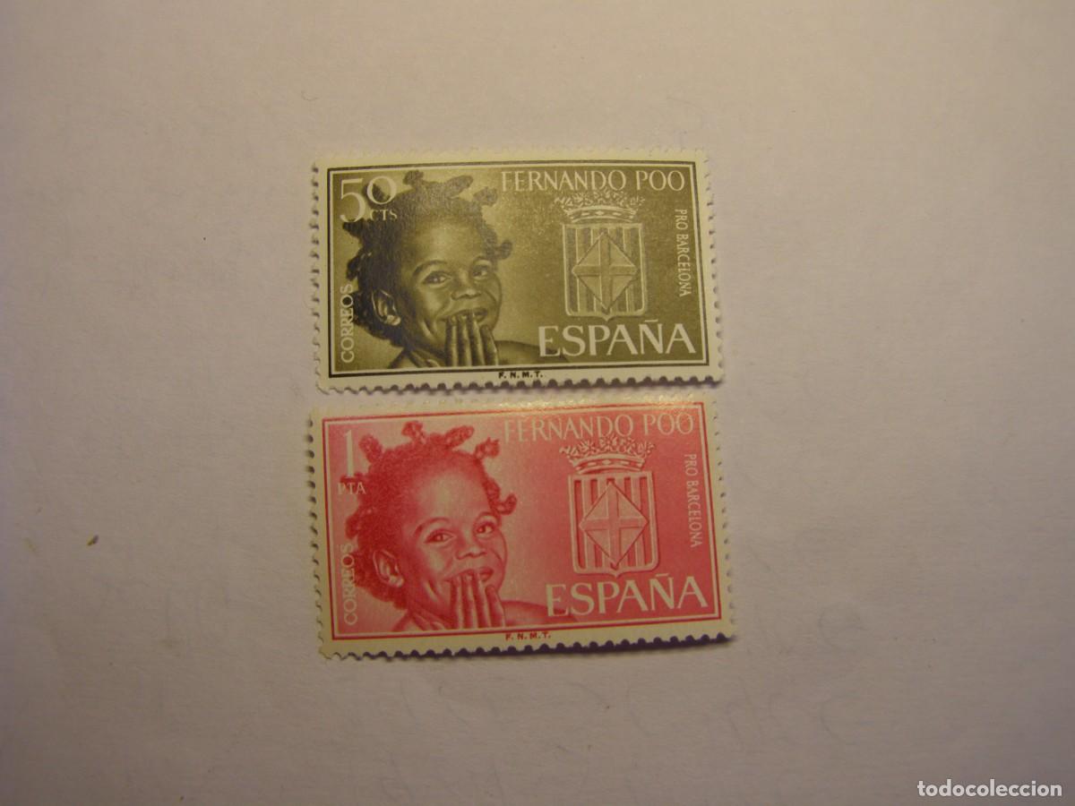 Sellos: Sellos de Espa&ntilde;a, colonia de Fernando Poo, pro Barcelona.
