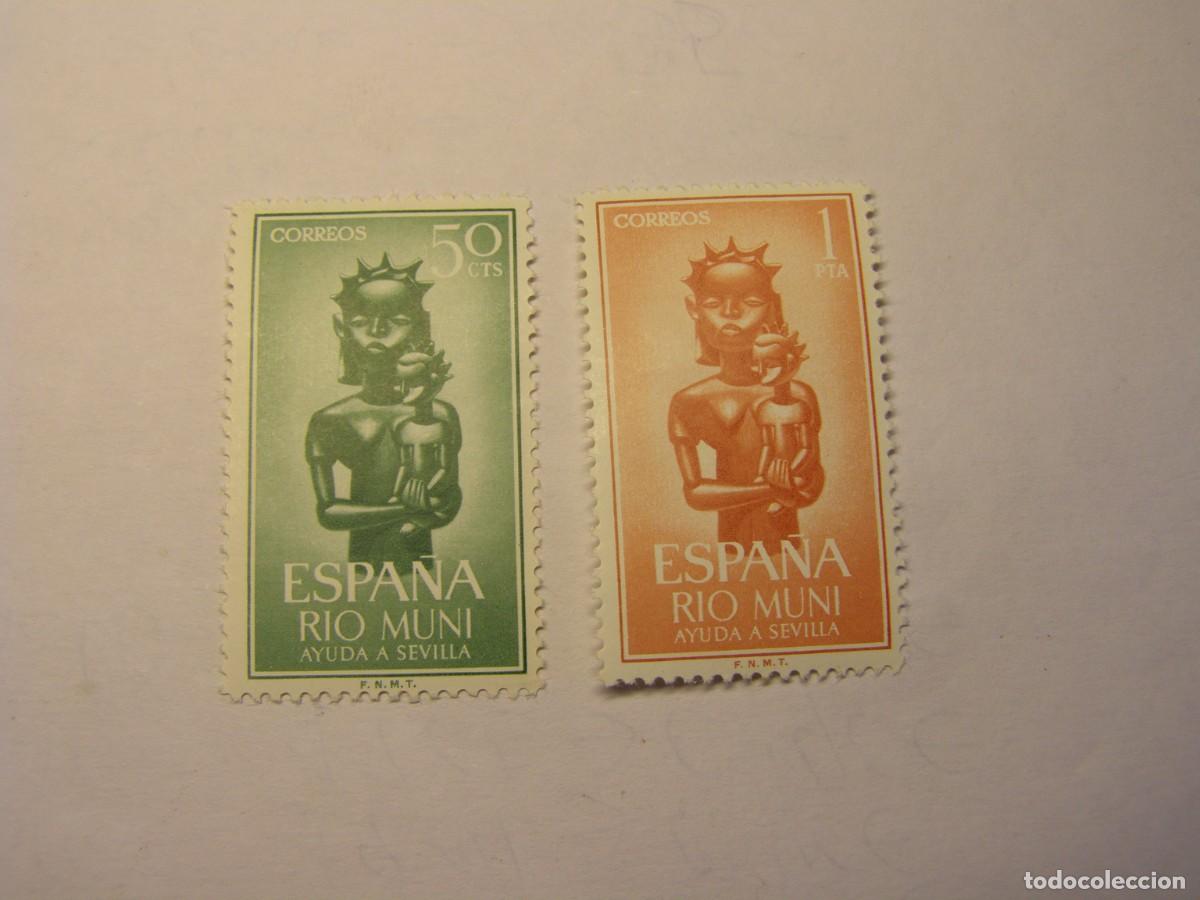 Sellos: Sellos de Espa&ntilde;a, colonia de Rio Muni, ayuda a Sevilla.