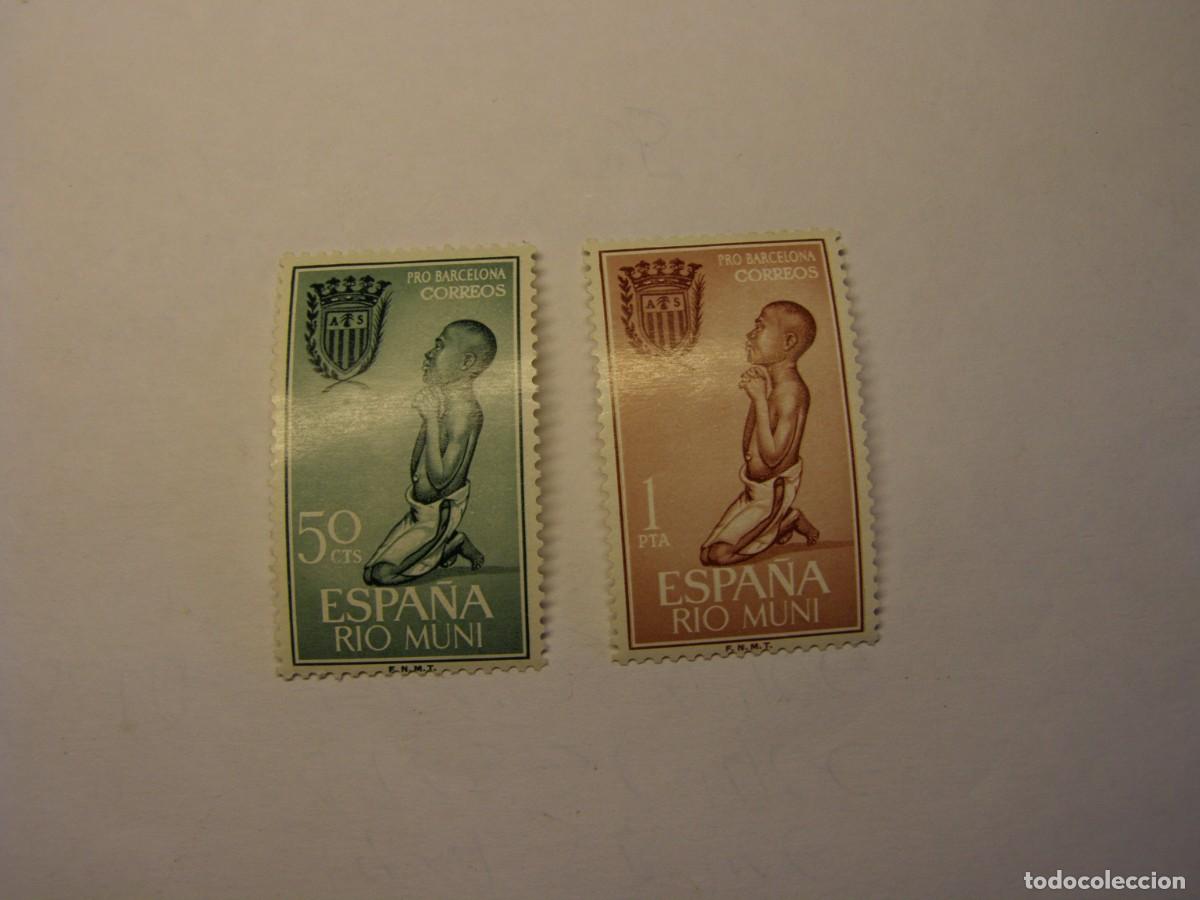 Sellos: Sellos de Espa&ntilde;a, colonia de Rio Muni, pro Barcelona.