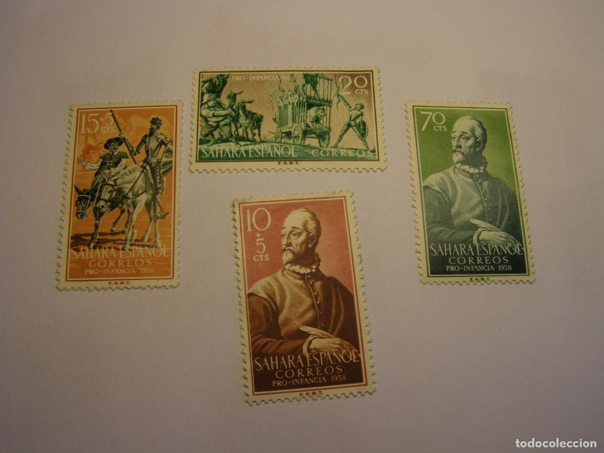 Sellos: Sellos de Espa&ntilde;a, colonia del Sahara, pro infancia, a&ntilde;o de 1958. El Quijote.
