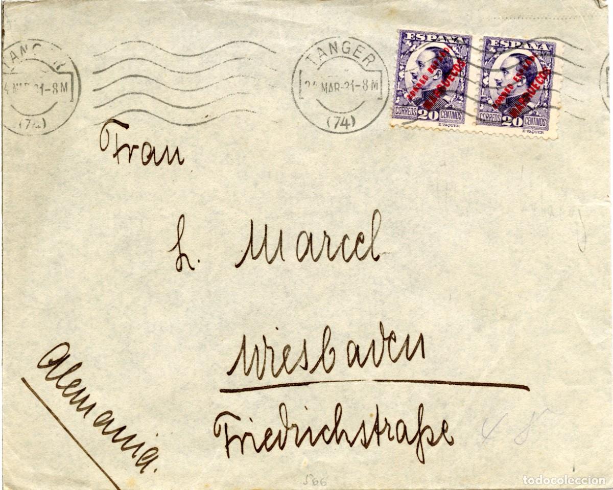 Sellos: SOBRE DE T&Aacute;NGER 24 MAR 1931 A ALEMANIA. MATASELLOS RODILLO. PARAJE EDIFIL T&Agrave;NFER N&ordm; 66
