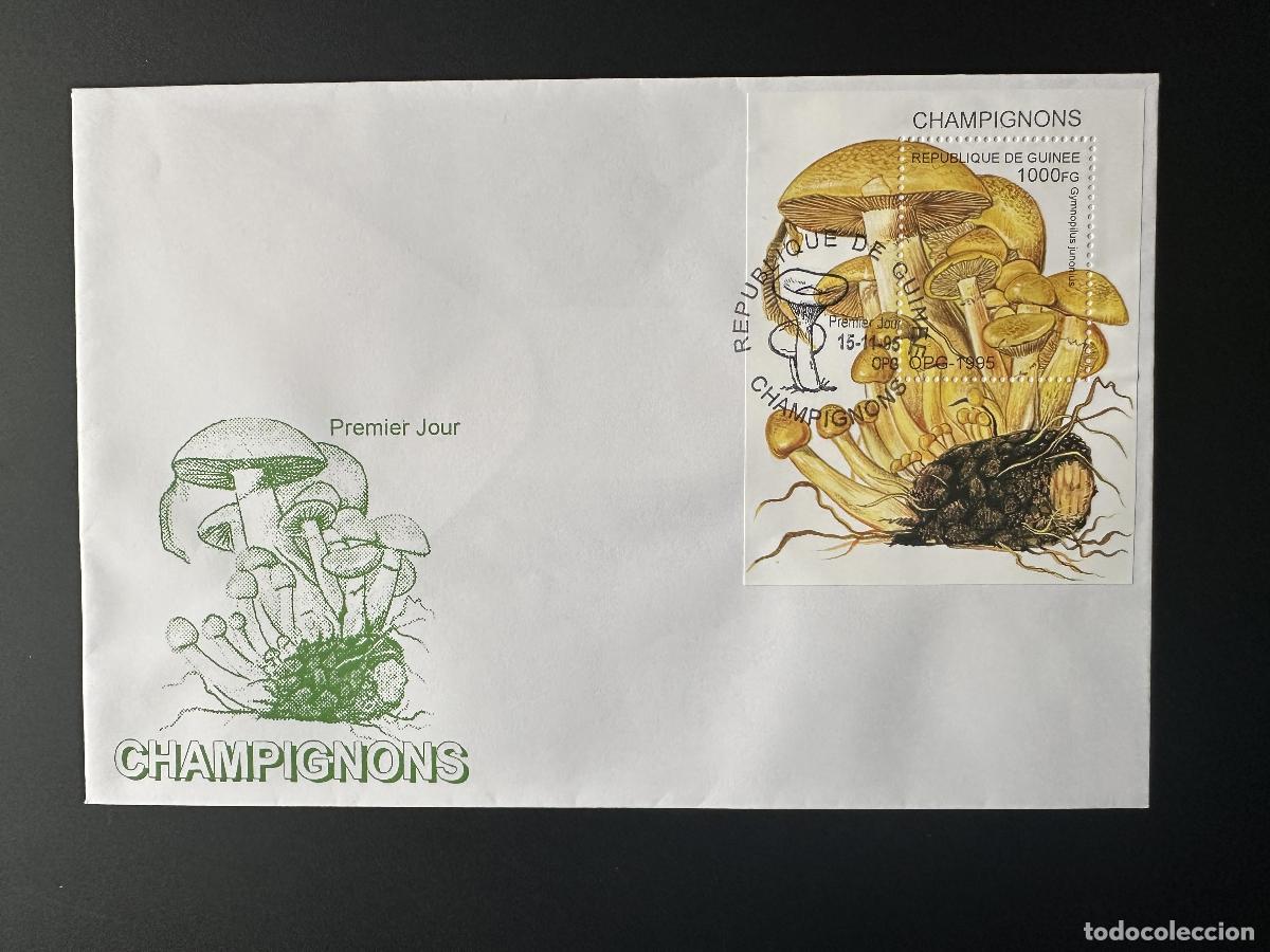 Sellos: Guinea 1995 Mi. Bl. 500 FDC primer d&iacute;a setas comestibles hongos Pilze