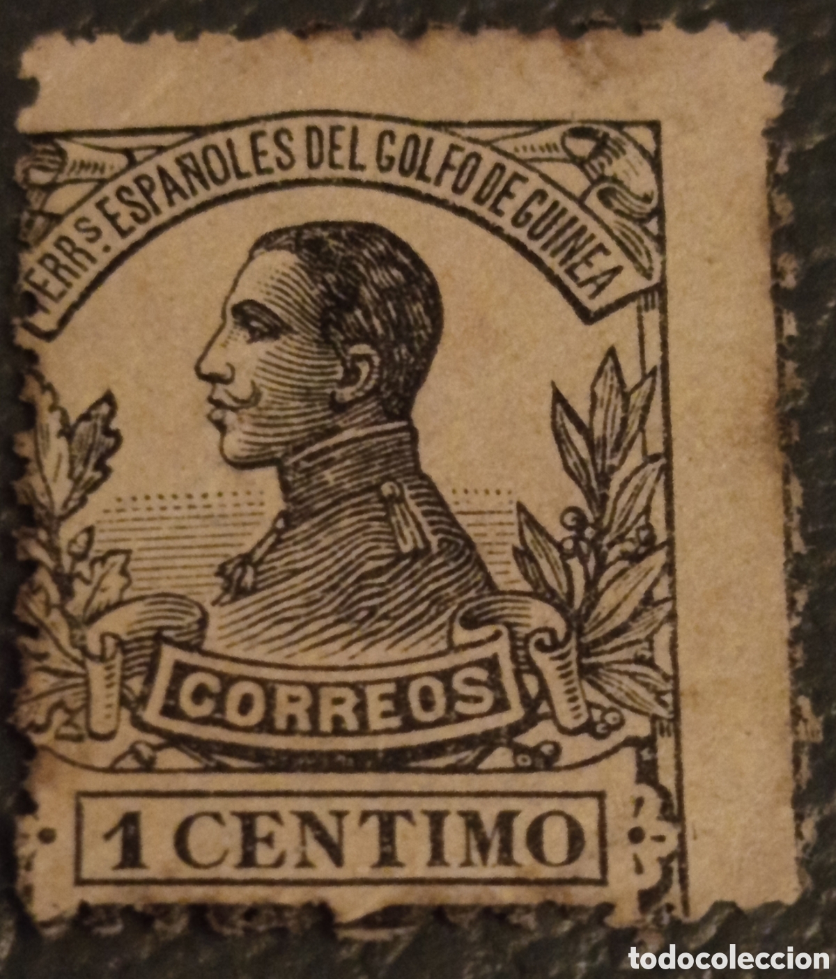 Sellos: Guinea Espa&ntilde;ola 1909. Alfonso XIII &rdquo;Tipo Medall&oacute;n&rdquo;. 1 C&eacute;ntimo Casta&ntilde;o. Edifil 60.