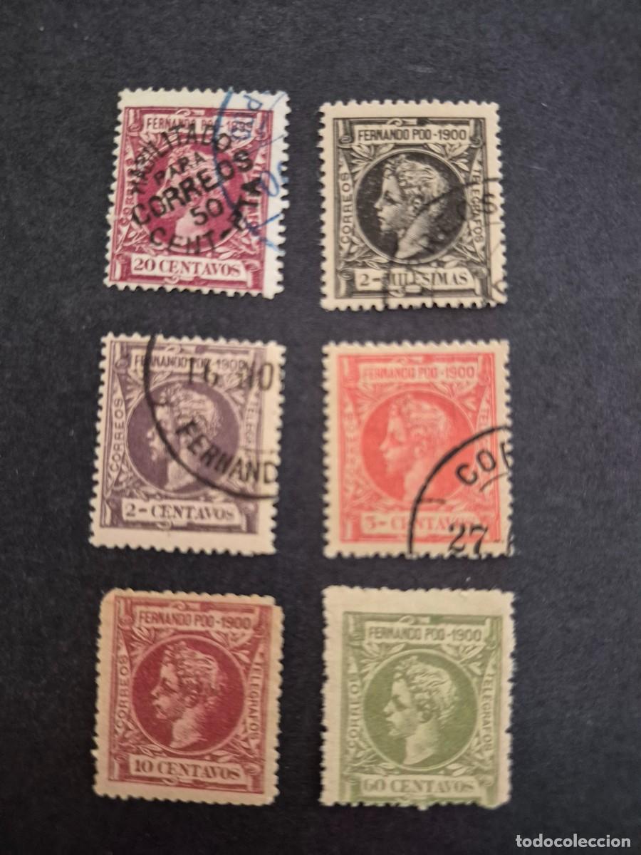 Sellos: Fernando Poo 1900 - Alfonso XIII, valores varios (Edifil 71, 75, 80, 81 &ordm; / 86, 90 *)