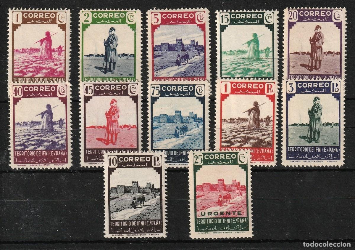 Sellos: Ifni Espa&ntilde;ol edf n&ordm;16/27.Completa.Sellos nuevos sin charnela MNH.Tipos diversos.1943