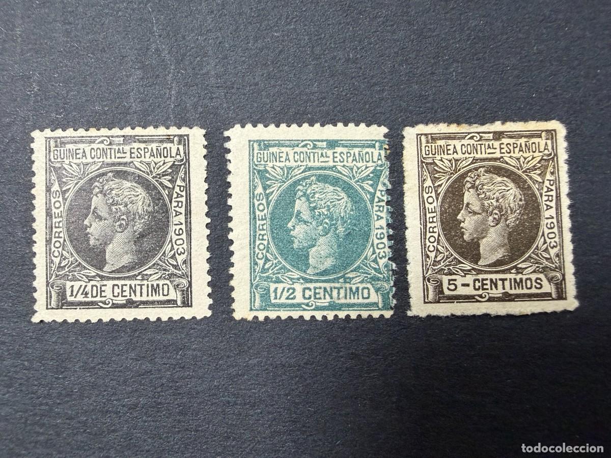 Sellos: GUINEA ESPA&Ntilde;OLA, 1903. EDIFIL 9/10 y 13. REY ALFONSO XIII. NUEVOS. CON CHARNELA