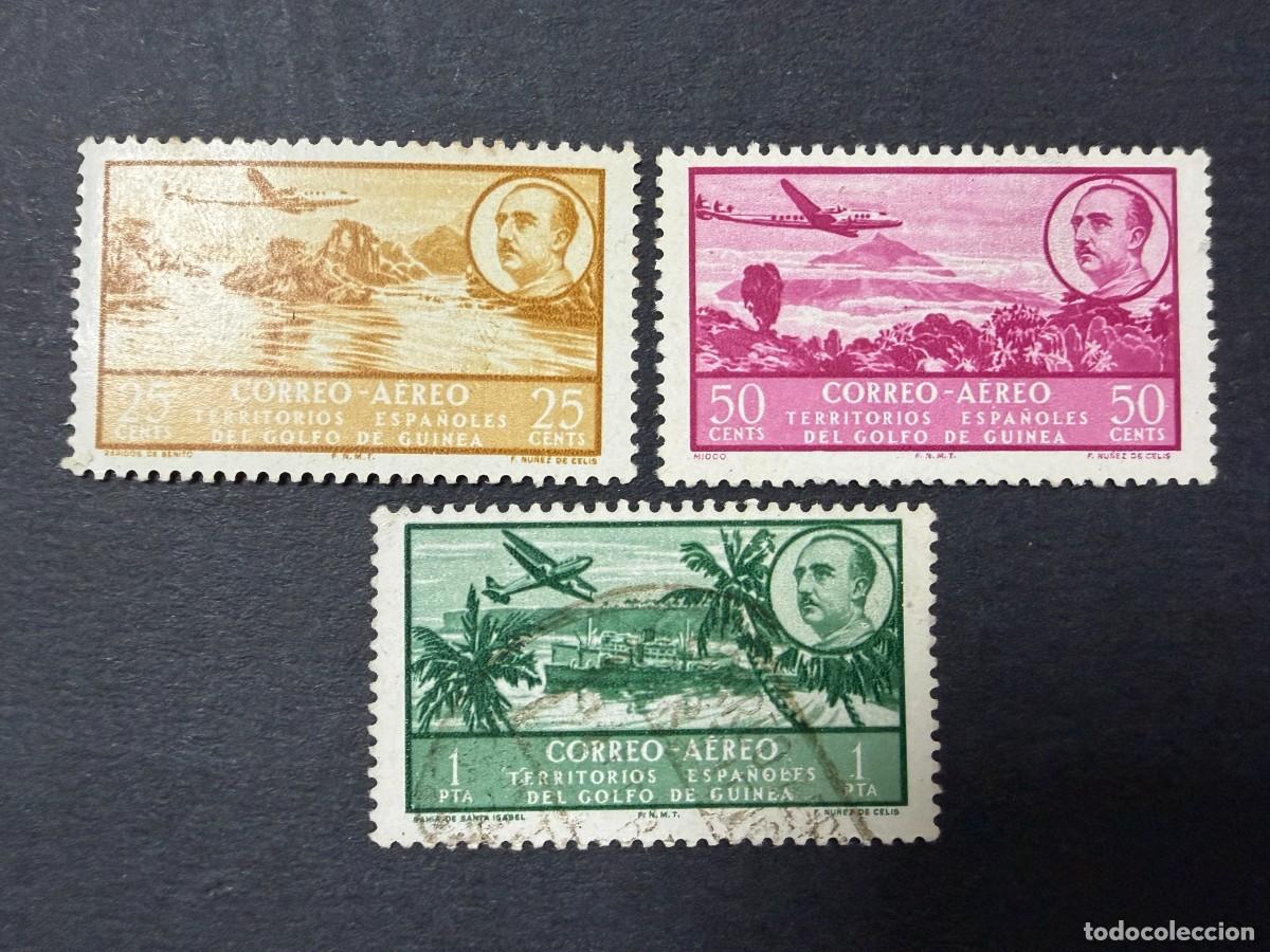 Sellos: GUINEA ESPA&Ntilde;OLA, 1951. EDIFIL 298/300. BAHIA SANTA ISABEL. NUEVOS Y USADOS. CON Y SIN FIJASELLOS
