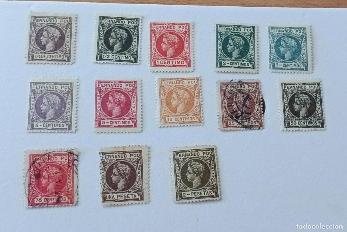 Sellos: Sellos colonia espa&ntilde;ola Fernando Poo 1903, Edifil 118/131, falta 126