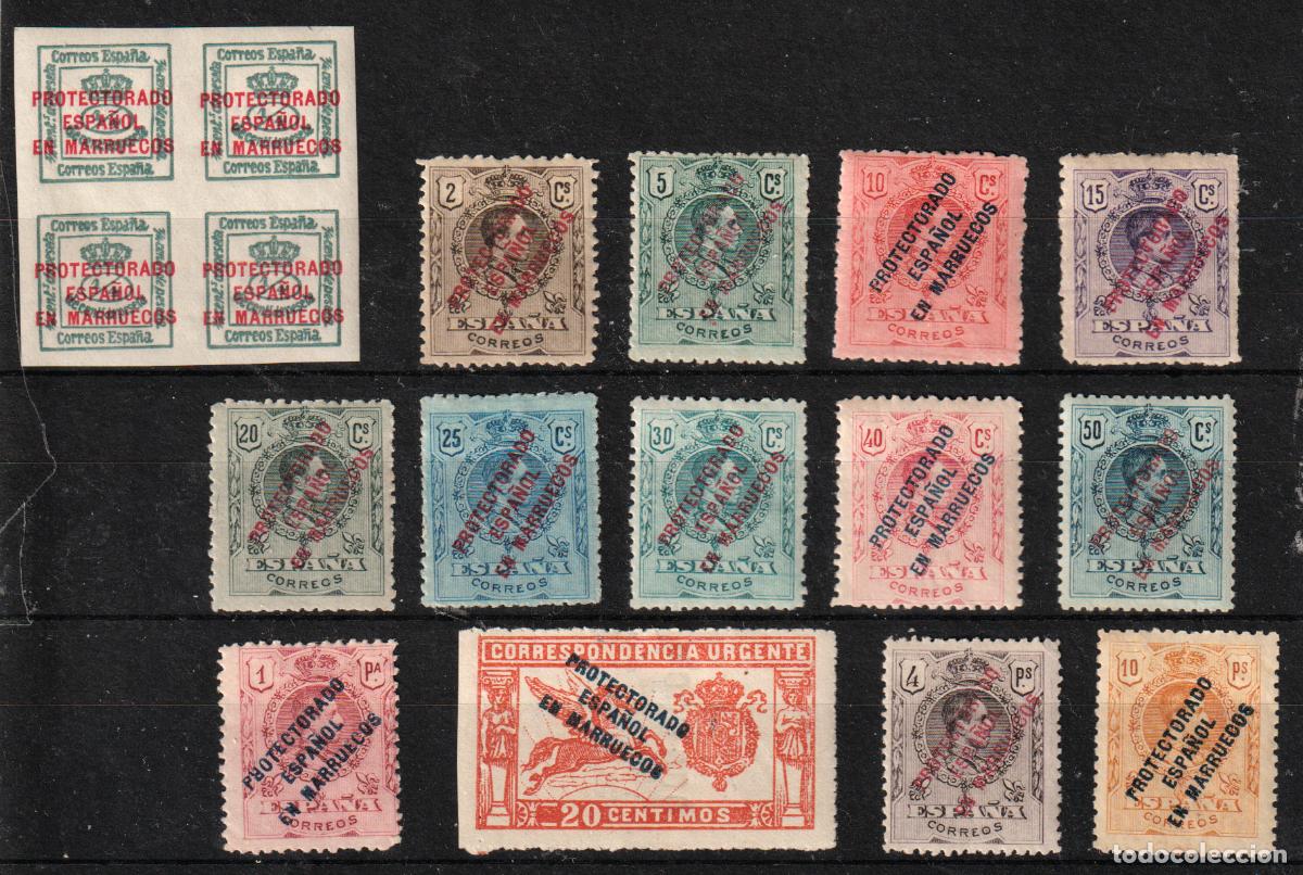 Sellos: Marruecos Espa&ntilde;ol edf n&ordm;43/56.Completa.Sellos con y sin fijasellos MNH y MH.Habilitados.Alfonso XIII