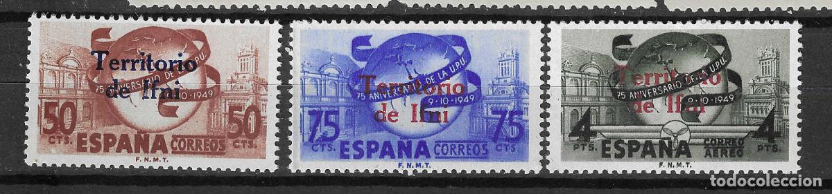 Francobolli: IFNI 1949 EDIFIL 65/7* CON FIJASELLOS