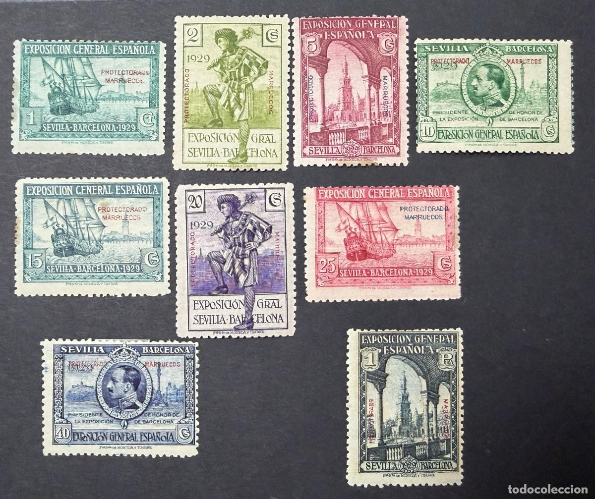 Sellos: MARRUECOS, 1929. EDIFIL 119/129, EXCEPTO 126, 128. NUEVOS. CON FIJASELLOS