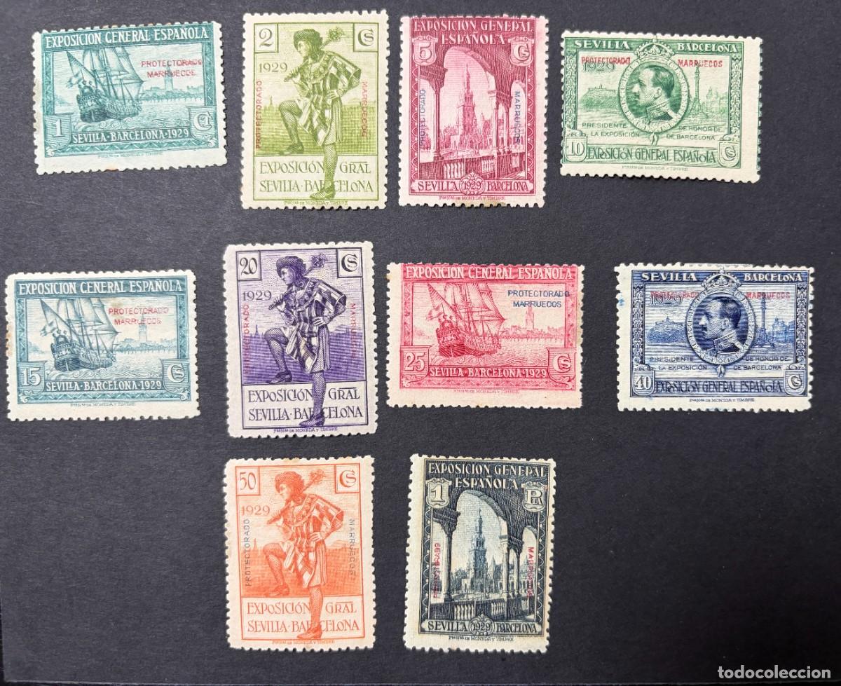 Sellos: MARRUECOS, 1929. EDIFIL 119/129, EXCEPTO 126. NUEVOS. CON FIJASELLOS