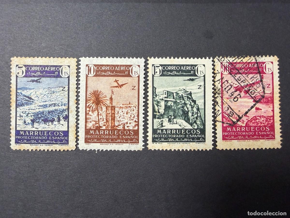 Sellos: MARRUECOS, 1942. EDIFIL 241/244.PAISAJES DE CORREO A&Eacute;REO 1942.NUEVOS,EXCEPTO 244 USADO. CON CHARNELA