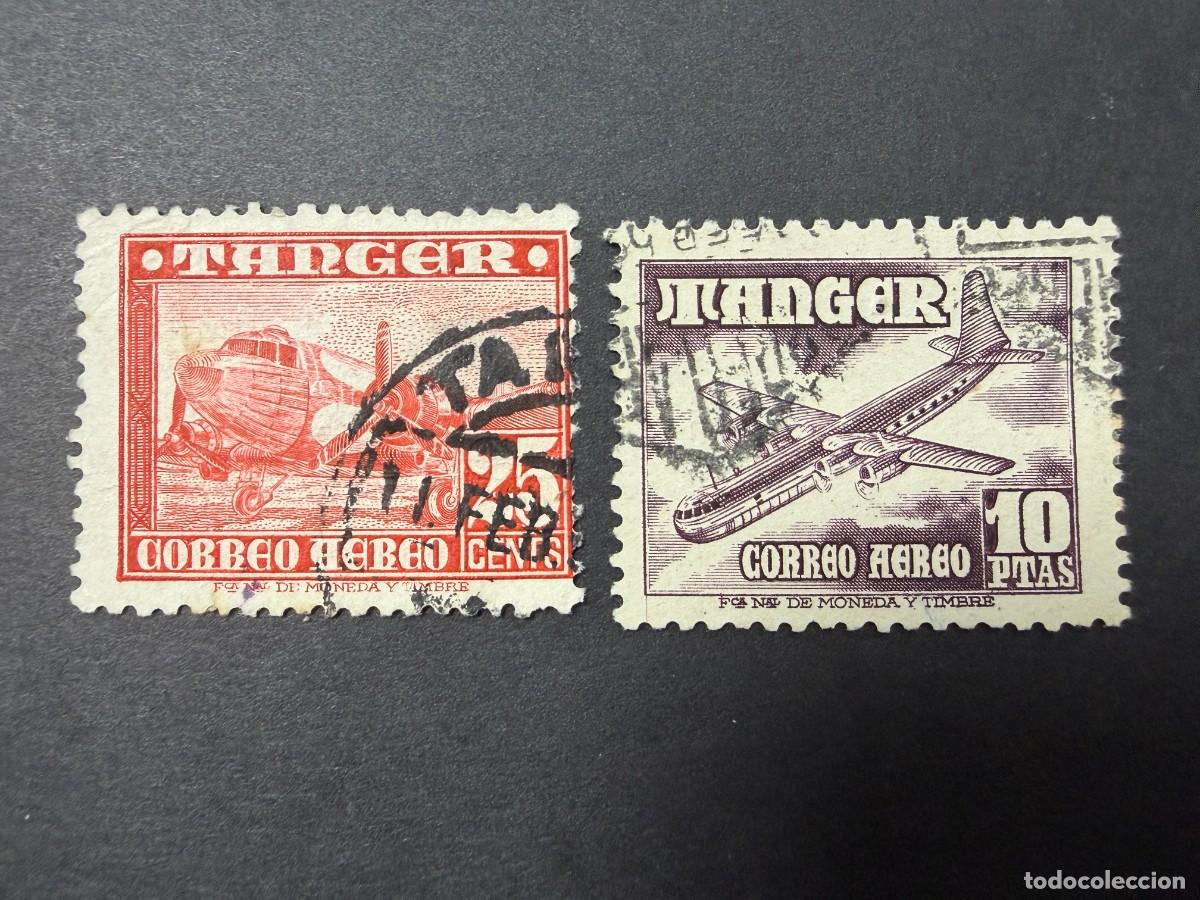 Sellos: T&Aacute;NGER, 1949. EDIFIL 167 Y 171. CORREO A&Eacute;REO. USADOS