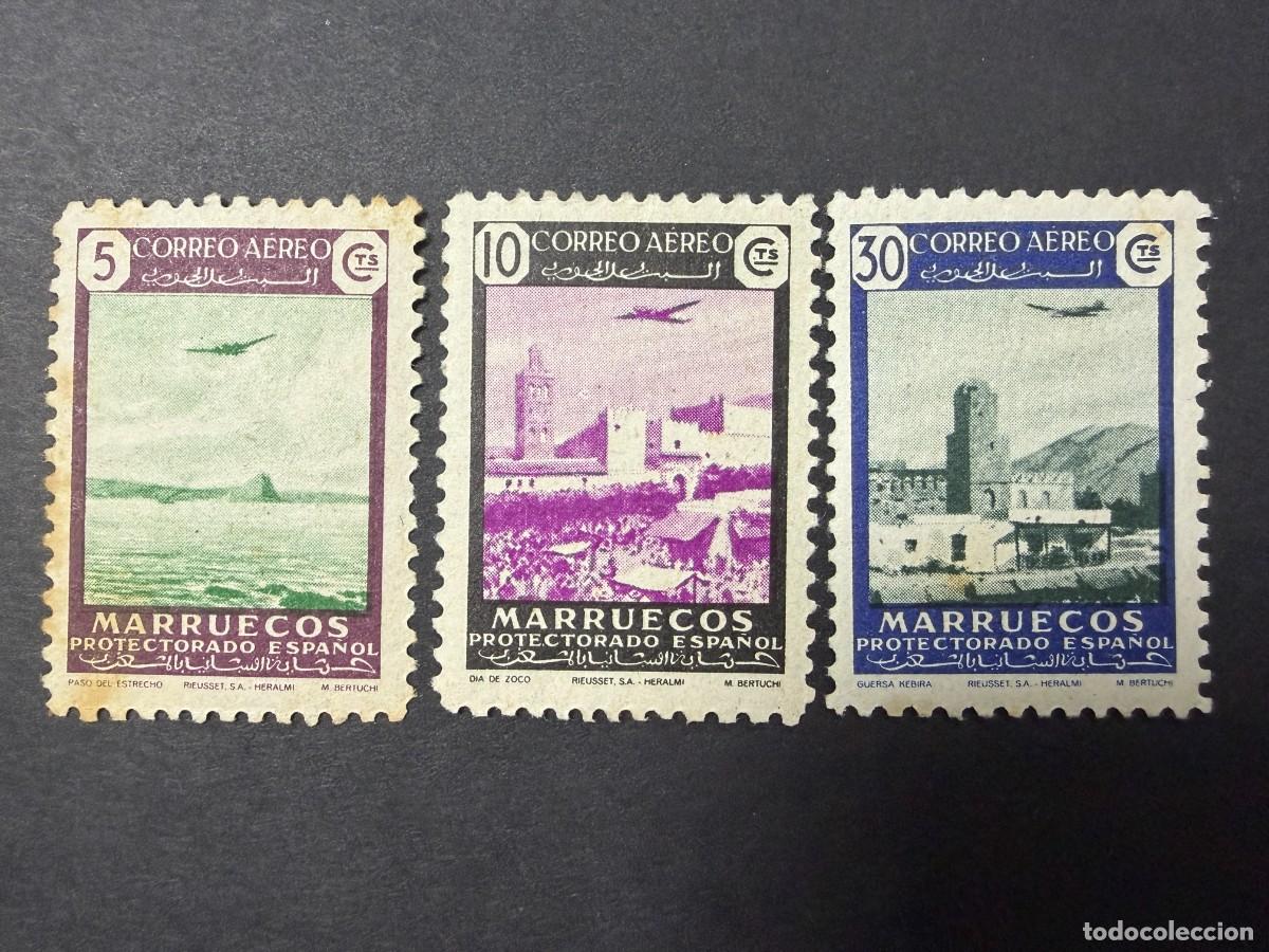 Sellos: MARRUECOS, 1949. EDIFIL 297/299. PAISAJES DE CORREO A&Eacute;REO. NUEVOS. CON CHARNELA