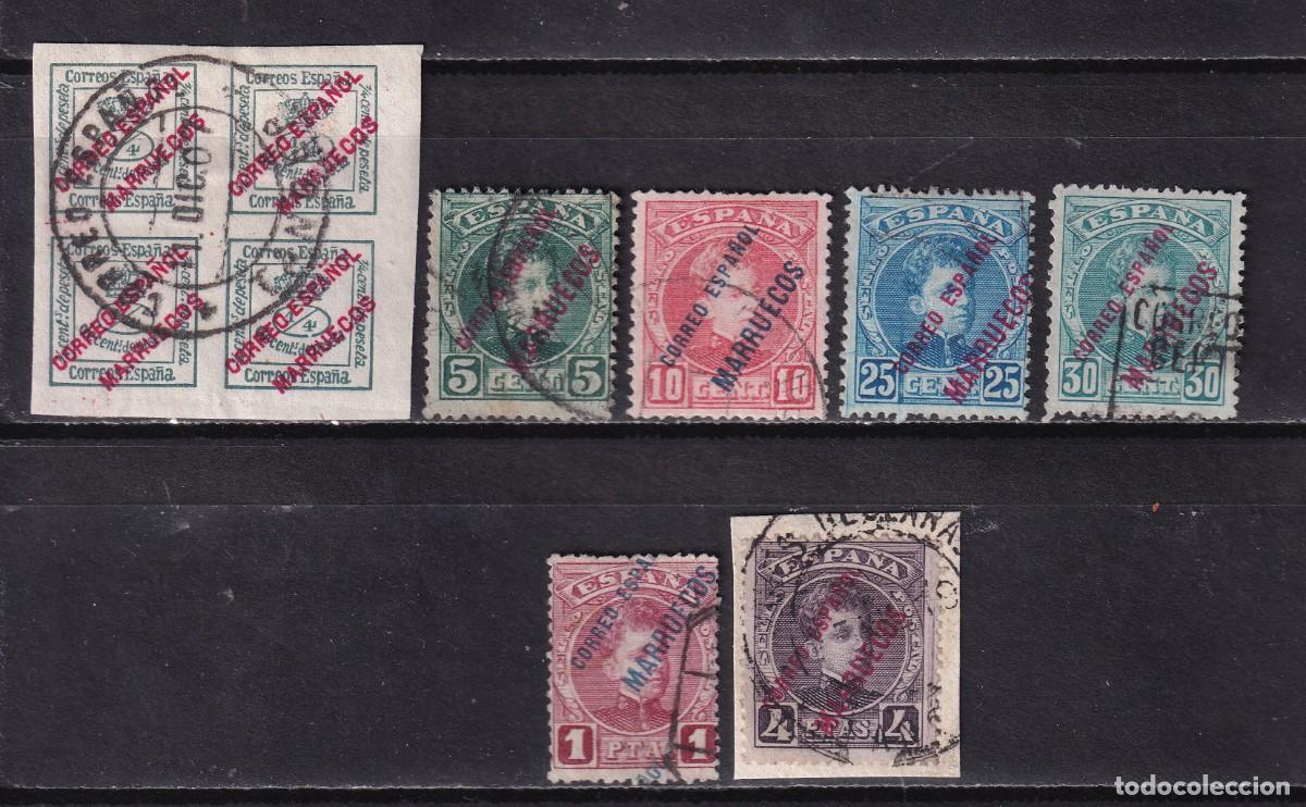 Sellos: 1903 MARRUECOS CONJUNTO ALFONSO XIII CADETE USADOS. BONITOS. 68 &euro;