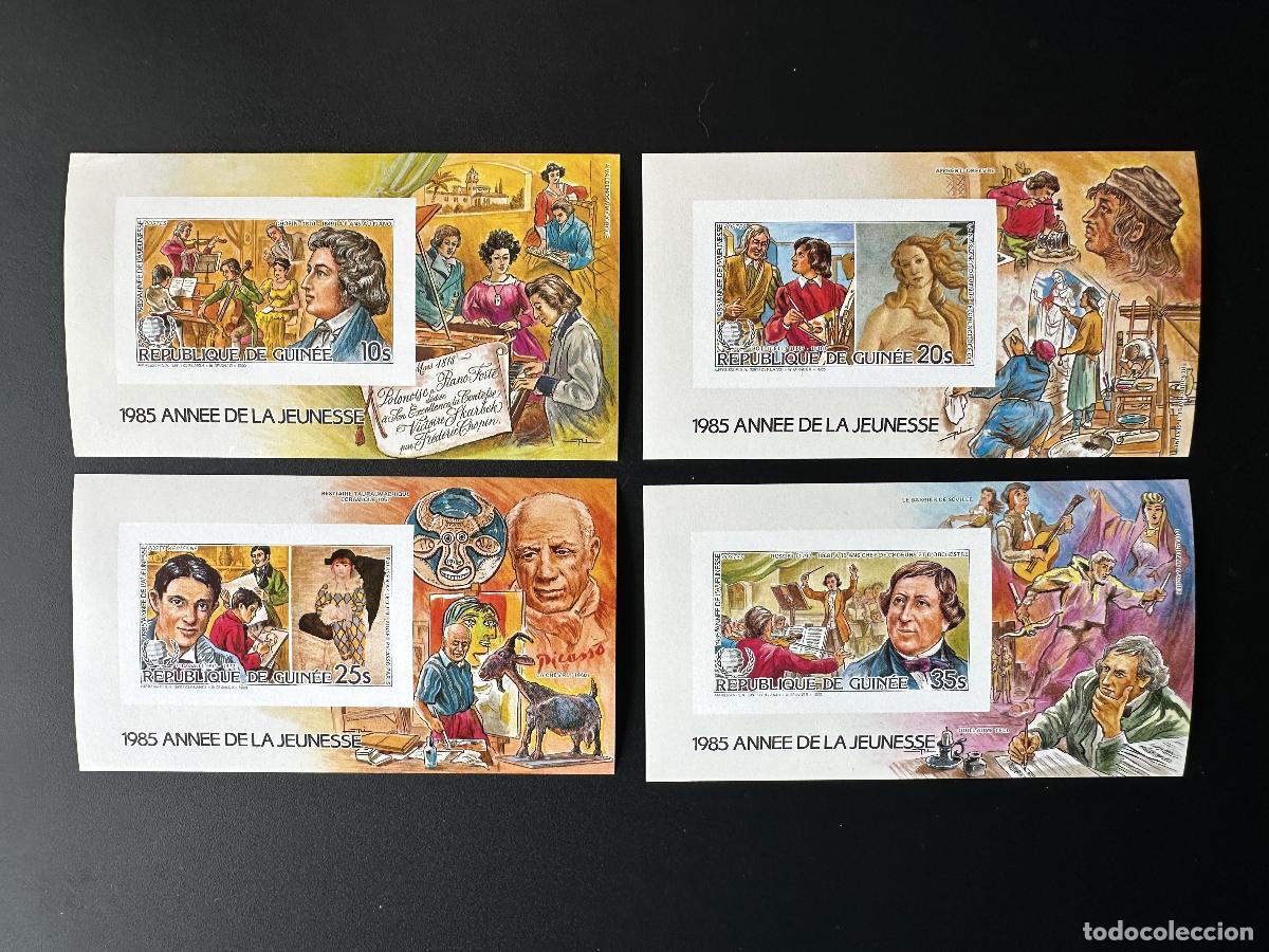 Sellos: Guinea 1986 Mi. Bl. 197 - 200&deg; A&ntilde;o de la Juventud Chopin Botticelli Rossini