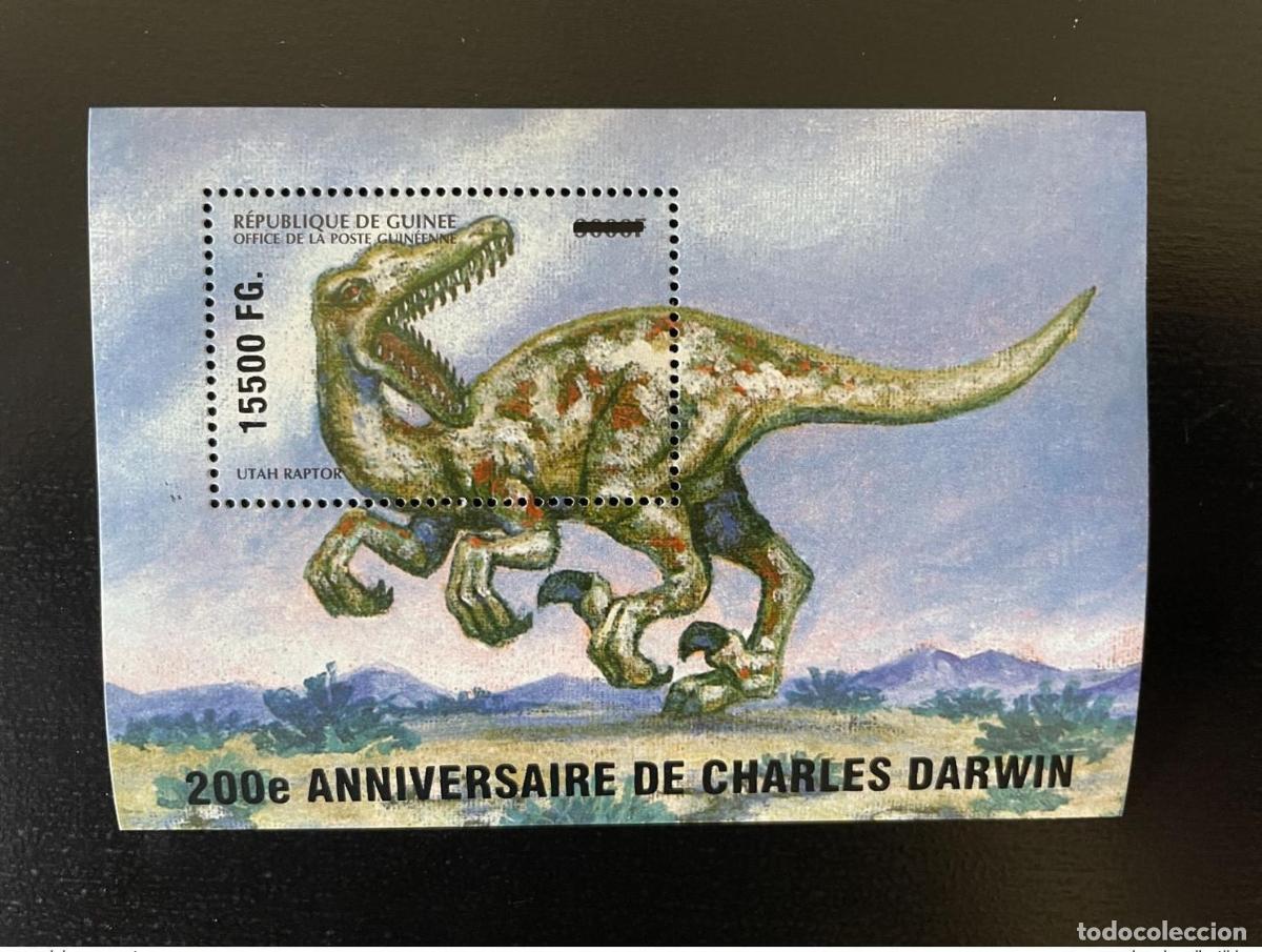 Sellos: Guinea 2009 Mi. Bl. 1738 Dinosaurios sobrealimentados 200 a&ntilde;os de Charles Darwin