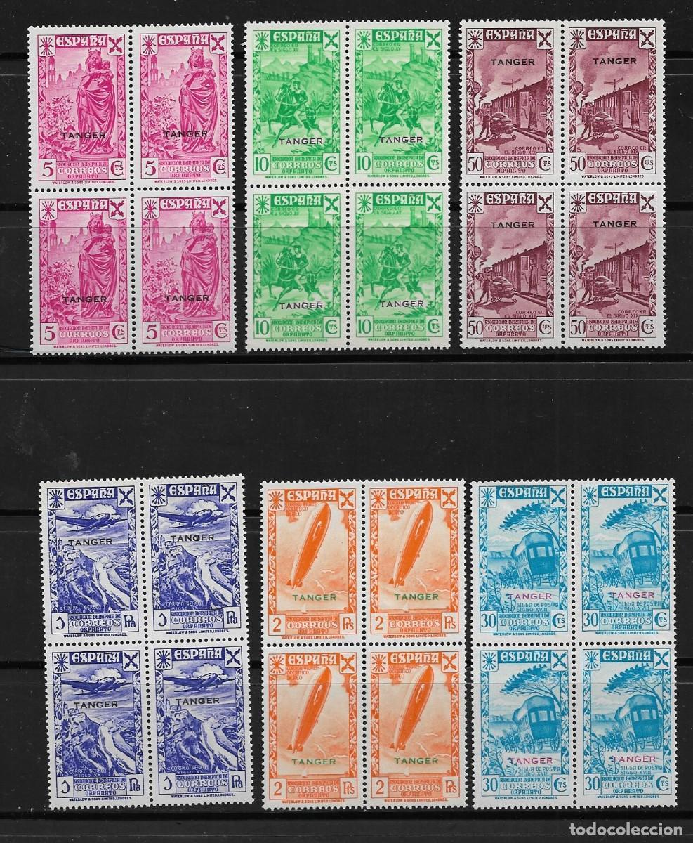 Sellos: TANGER 1938, SERIE BENEFICENCIA EDIFIL 6/11 EN BLOQUE DE CUATRO - MNH.