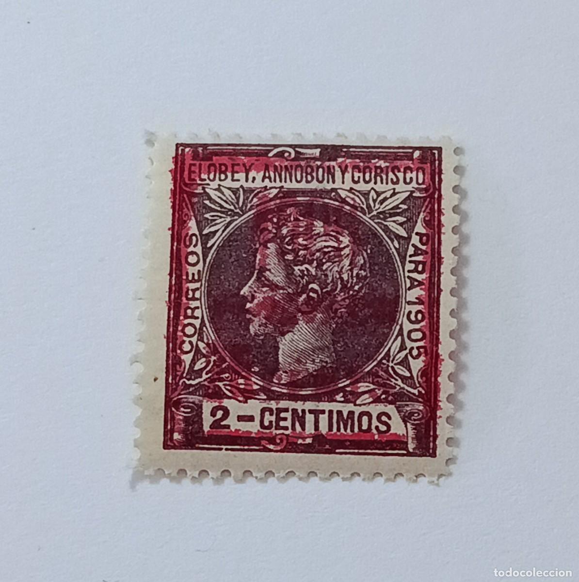 Sellos: Sello Elobey, Annob&oacute;n y Corisco 1906 Habilitado, Edifil 34Bhe. Nuevo.
