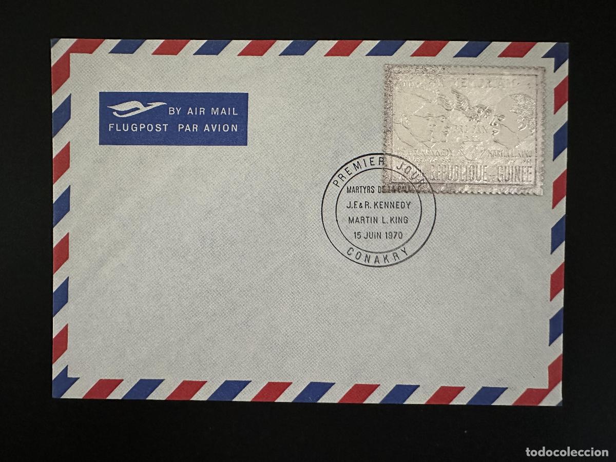 Sellos: Guinea 1972 Mi. 607 FDC Silver John F. Kennedy Luther King Peace Dove Bird