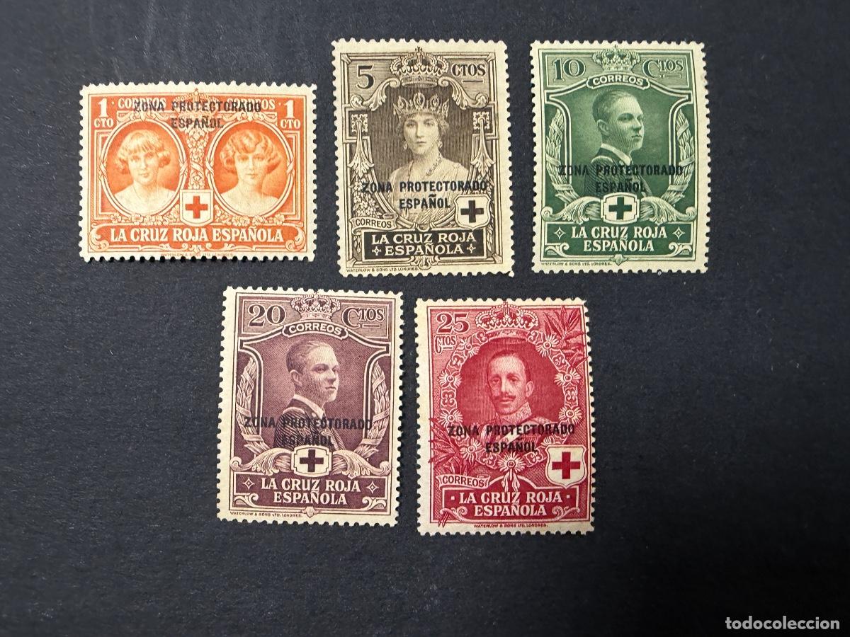Sellos: MARRUECOS, 1926. EDIFIL 91, 93, 94, 96 Y 97. CRUZ ROJA. NUEVOS. CON CHARNELA