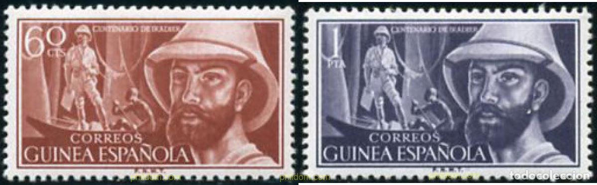 Sellos: 198495 MNH GUINEA ESPA&Ntilde;OLA 1955 100 ANIVERSARIO DEL NACIMIENTO DEL EXPLORADOR MANUEL IRADIER