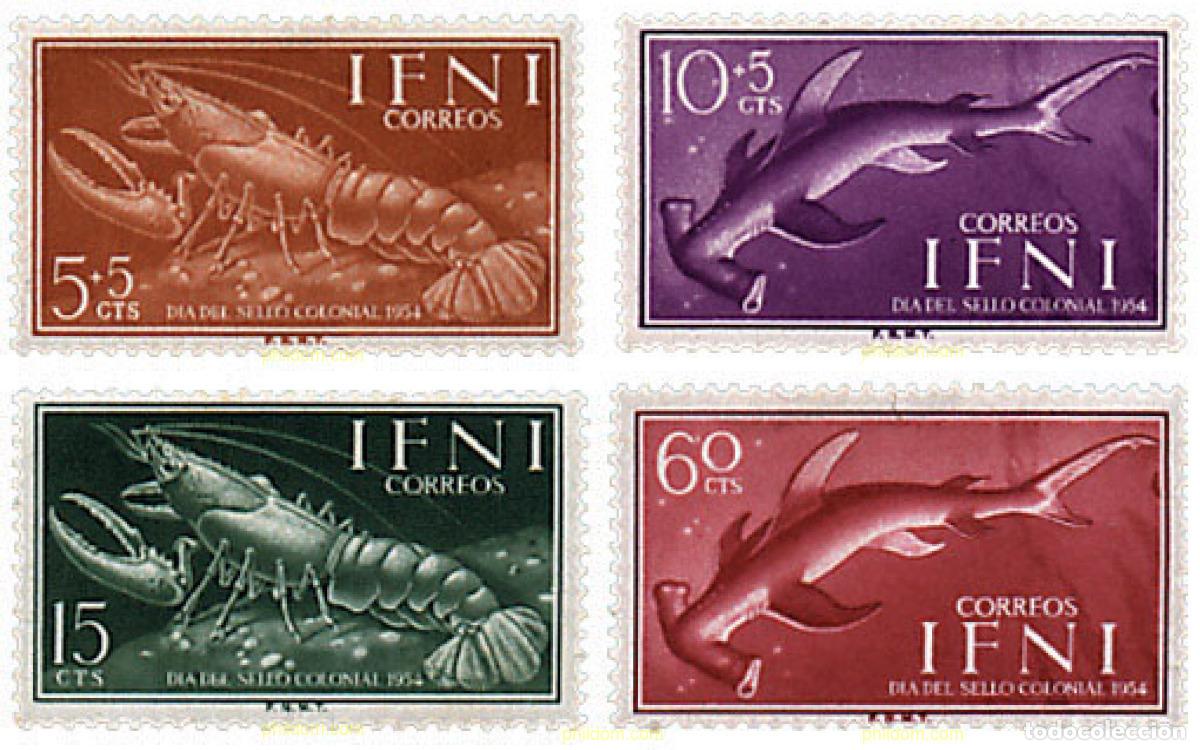 Sellos: 28398 MNH IFNI 1954 DIA DEL SELLO. FAUNA MARINA
