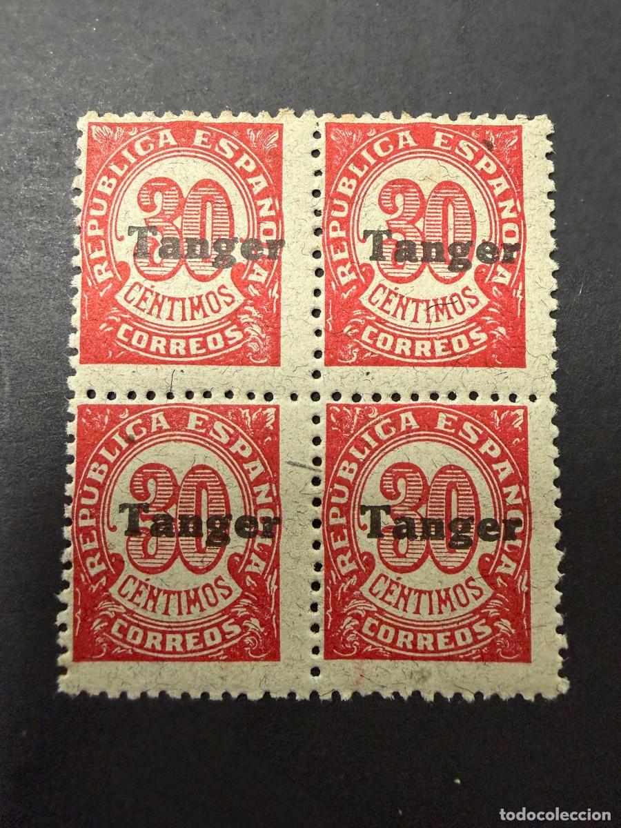 Sellos: T&Aacute;NGER, 1939. EDIFIL 119. SOBREIMPRESOS. NUEVOS. SIN FIJASELLOS. BLOQUE DE 4 SELLOS