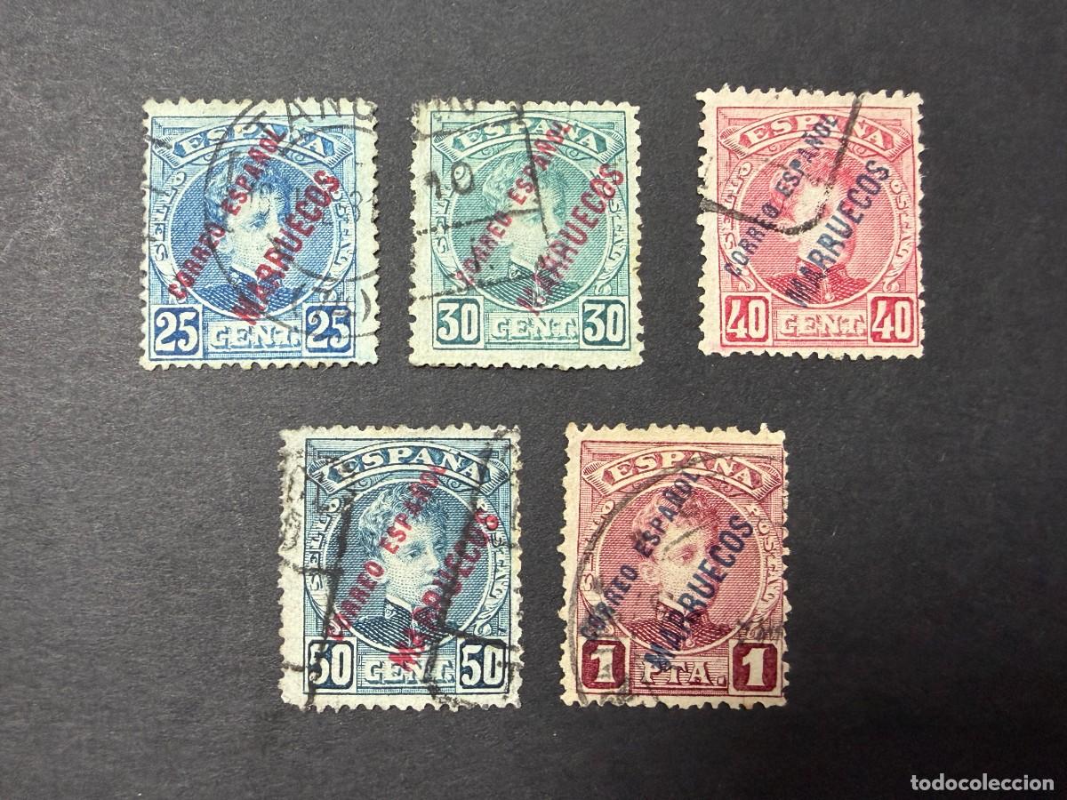 Sellos: MARRUECOS, 1906. EDIFIL 7/11. HABILITADOS. USADOS