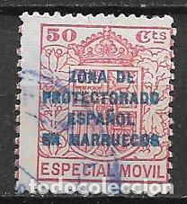 Sellos: MARRUECOS Zona Protectorado, Sello de Espa&ntilde;a habilitado, 50 cts rojo, Especial M&oacute;vil 1923 (o)